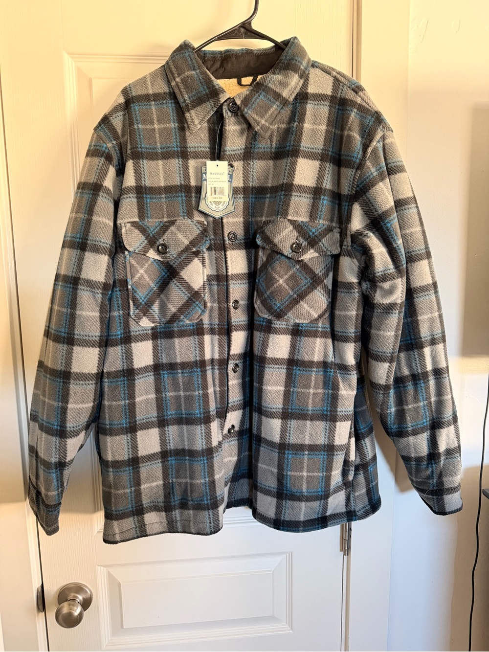 Men’s Plaid Hooded Shacket - Gray & Blue